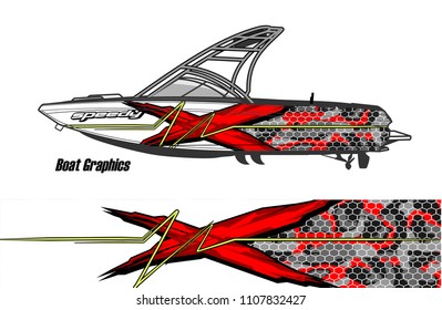 Boat livery Graphic vector. design of  abstract racing background for vehicle vinyl wrap 
