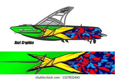Boat livery Graphic vector. design of  abstract racing background for vehicle vinyl wrap 
