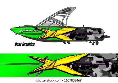 Boat livery Graphic vector. design of  abstract racing background for vehicle vinyl wrap 
