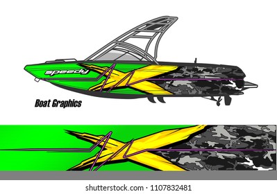 Boat livery Graphic vector. design of  abstract racing background for vehicle vinyl wrap 
