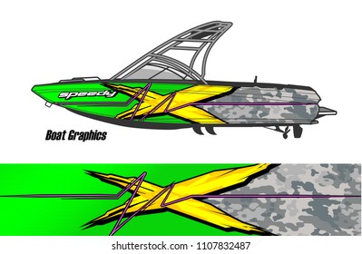 Boat livery Graphic vector. design of  abstract racing background for vehicle vinyl wrap 
