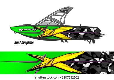 Boat livery Graphic vector. design of  abstract racing background for vehicle vinyl wrap 

