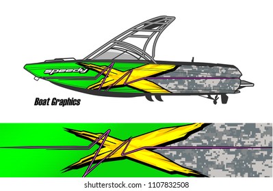 Boat livery Graphic vector. design of  abstract racing background for vehicle vinyl wrap 
