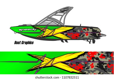 Boat livery Graphic vector. design of  abstract racing background for vehicle vinyl wrap 
