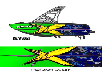 Boat livery Graphic vector. design of  abstract racing background for vehicle vinyl wrap 
