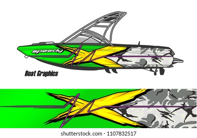 Boat livery Graphic vector. design of  abstract racing background for vehicle vinyl wrap 
