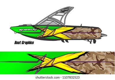 Boat livery Graphic vector. design of  abstract racing background for vehicle vinyl wrap 
