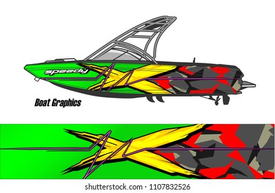 Boat livery Graphic vector. design of  abstract racing background for vehicle vinyl wrap 
