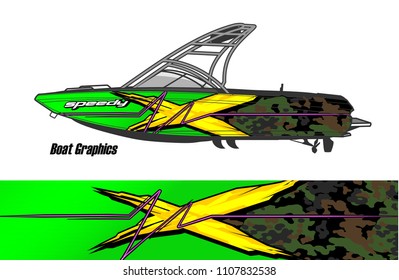 Boat livery Graphic vector. design of  abstract racing background for vehicle vinyl wrap 
