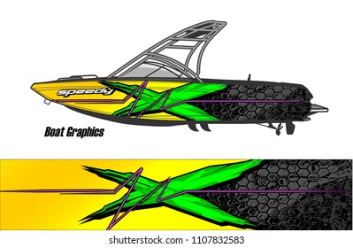Boat livery Graphic vector. design of  abstract racing background for vehicle vinyl wrap 
