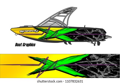 Boat livery Graphic vector. design of  abstract racing background for vehicle vinyl wrap 

