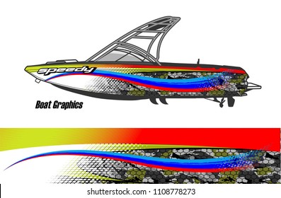 Boat livery vector. abstract background for vehicle vinyl wrap.