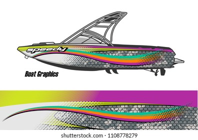 Boat livery vector. abstract background for vehicle vinyl wrap.