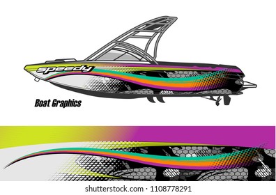 Boat livery vector. abstract background for vehicle vinyl wrap.