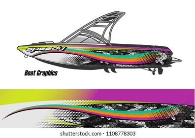 Boat livery vector. abstract background for vehicle vinyl wrap.