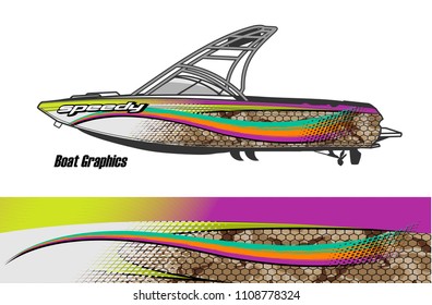 Boat livery vector. abstract background for vehicle vinyl wrap.