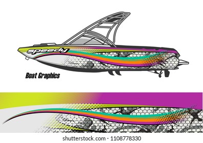 Boat livery vector. abstract background for vehicle vinyl wrap.
