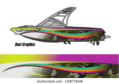 Boat livery vector. abstract background for vehicle vinyl wrap.