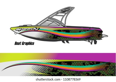 Boat livery vector. abstract background for vehicle vinyl wrap.