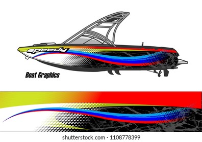 Boat livery vector. abstract background for vehicle vinyl wrap.