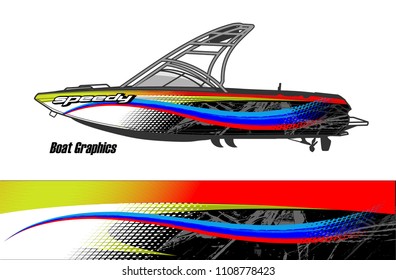 Boat livery vector. abstract background for vehicle vinyl wrap.