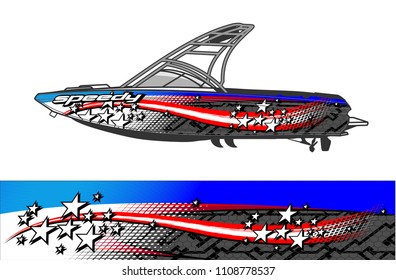 Boat livery vector. abstract background for vehicle vinyl wrap.