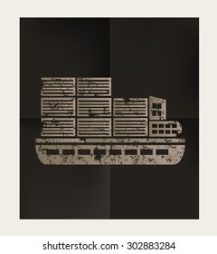 Boat logistic design on black background, vector