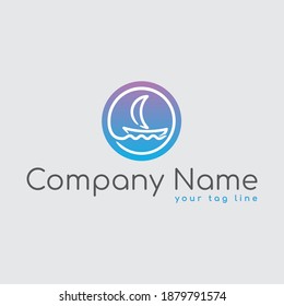 Boat logo, abstract minimalism light logo design for your brand, template, sign, symbol, icon