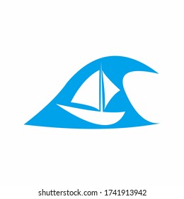 Boat logo. Blue boat design for your needs.