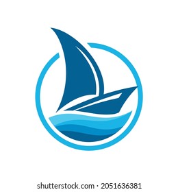 diseño del logotipo del barco en círculo
