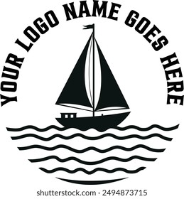 boat logo design with editable vector file