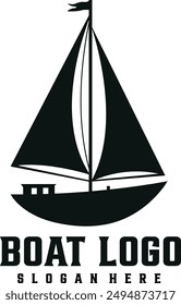 boat logo design with editable vector file