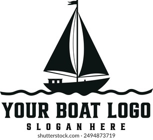 boat logo design with editable vector file