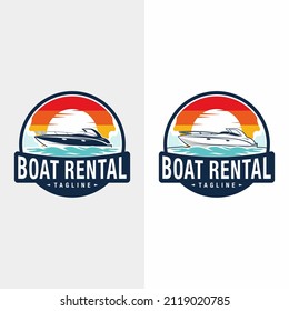 boat logo design icon vector