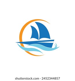 Boat logo design illustration vector template