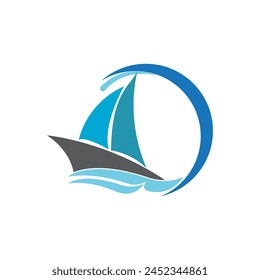 Plantilla de Vector de ilustración de diseño de logotipo de barco