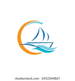 Boat logo design illustration vector template