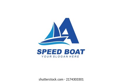 Eine Design-Inspiration für das Boat-Logo. Design für Vektorbriefe-Vorlagen für Markenbezeichnungen.