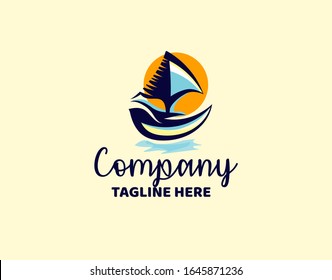 Boat logo design template concept