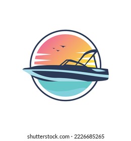 Boat Logo Design Template. Morning time boat logo design. Creative Boat Logo Design template