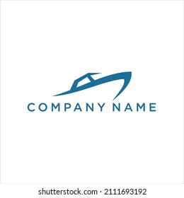 Boat Logo Design Template Vector Graphic on blue colour