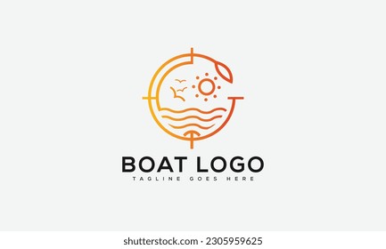 Boat logo Design Template Vector Graphic Branding Element.