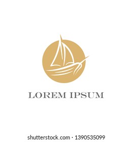 Boat logo design vector template. Elegant yacht in the circle design design inspiration