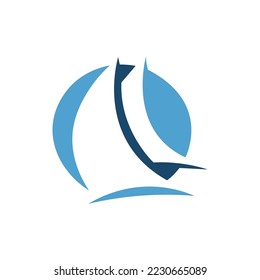boat logo flat vector template