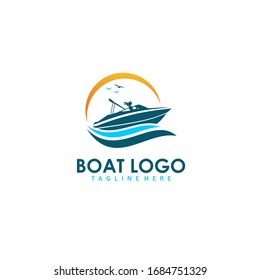 Boat logo with girl driver vector stock