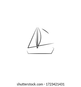 boat logo icon design with simple line art style