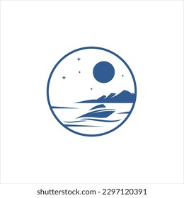 Boat logo with boat and mountain combination, suitable for various company brands with maximum effect.