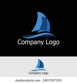 boat logo and sea waves vector modern symbol illustration design.