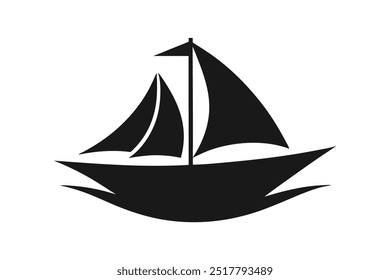 Boat Logo silhouette black vector art illustration.