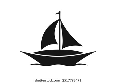 Boat Logo silhouette black vector art illustration.